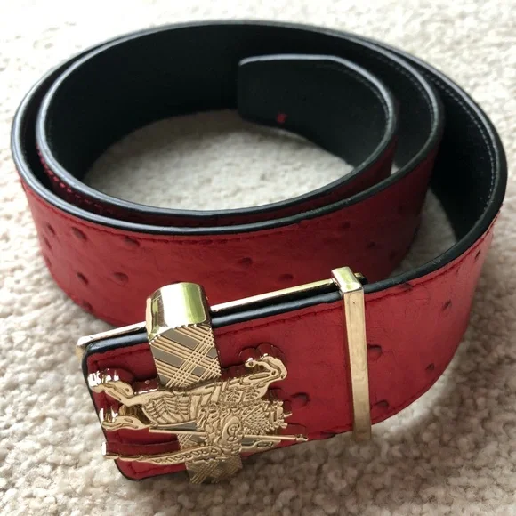 Accessories | Womens Red Leather Reversible Belt Gold 
